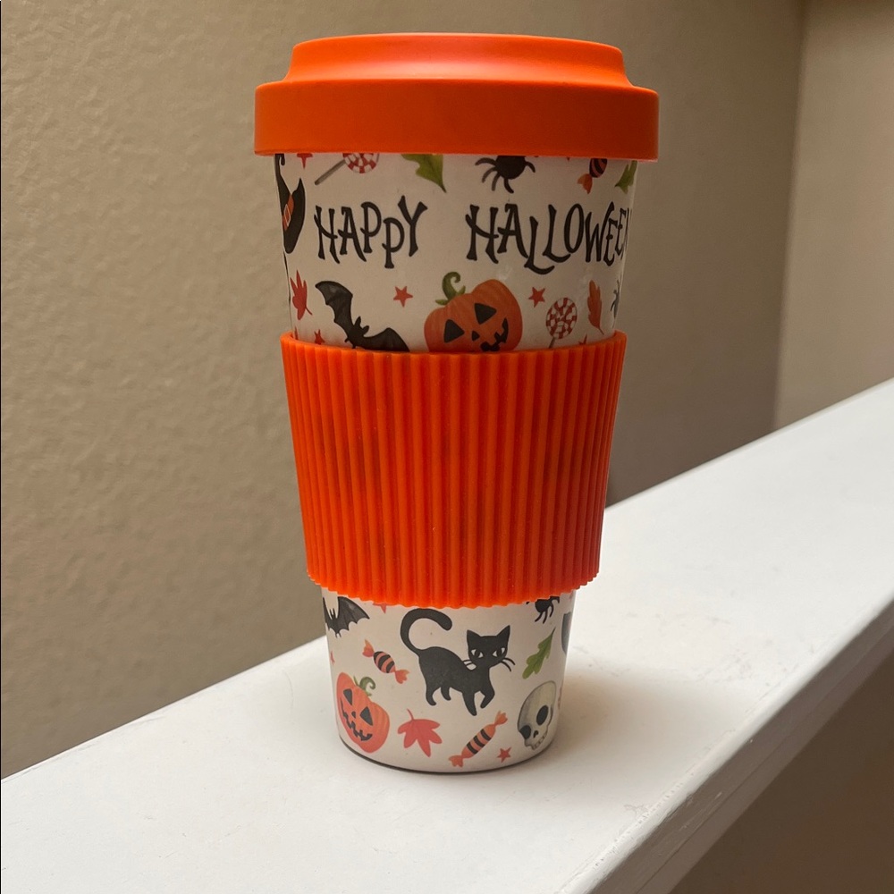 Halloween Travel Mug with Orange Lid